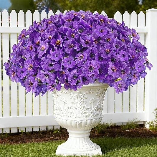 16pcs Outdoor Artificial Flowers UV Resistant Fake Flowers Bulk Artificial Flowers for Decoration Faux Silk Flowers for Garden Porch Window Box Hanging Planter Decorating