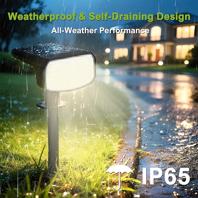 Solar Lights Outdoor Waterproof IP65, Super Bright LED, 3000K 2 Lighting Modes, Solar Powered Yard Garden Solar Spot Lights for Outside Landscape Auto On/Off -2 Pack