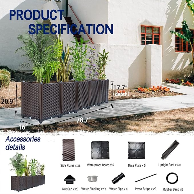 Raised Garden Beds Outdoor for Vegetables, Flowers, Herbs, Garden Box with Drain Outlet, Heat and Frost Resistance Planters
