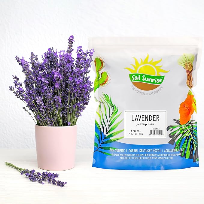 Lavender Potting Soil Mix (8 Quarts), Indoor/Outdoor Container Gardening Blend for Lavender Herb Plants