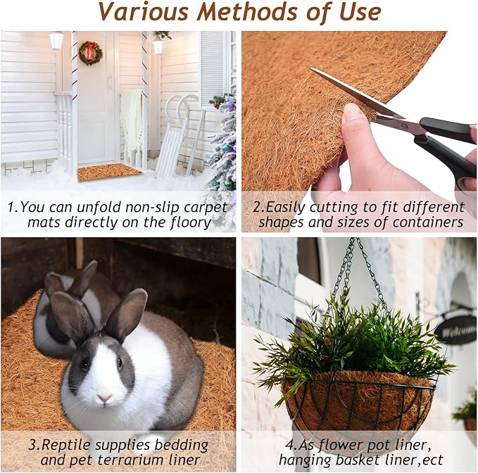 Riare 2 Pack 16 × 118 Inch No-Slip Ice and Snow Carpet Mats- Natural Coconut Fiber Carpet Anti-Slip Coco Coir Carpet Mat for Winter Walkways Front Door Stairs Porch Outdoor Garden Patio Safe Walking