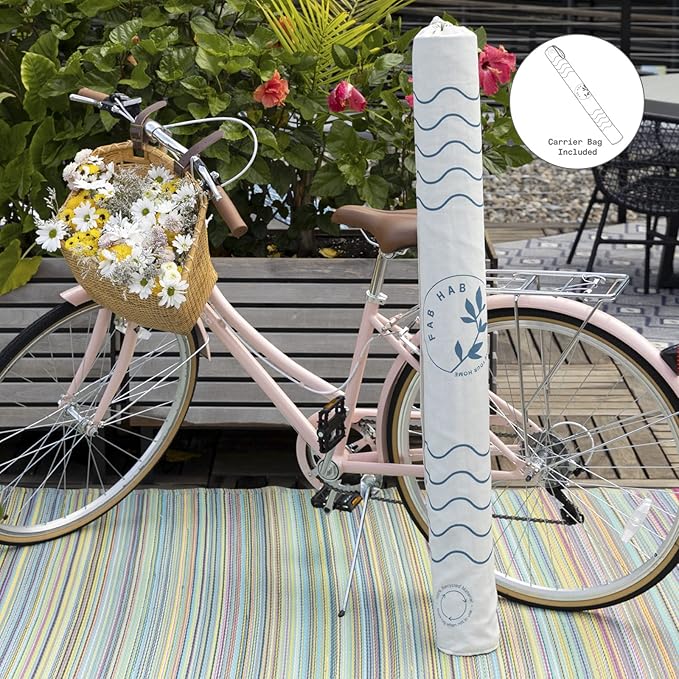 Fab Habitat Outdoor Rug - Waterproof, Fade Resistant, Crease-Free - Premium Recycled Plastic - Distressed Abstract Stripes - Patio, Deck, Porch, Balcony, Laundry Room - Brooklyn - Teal - 4 x 6 ft