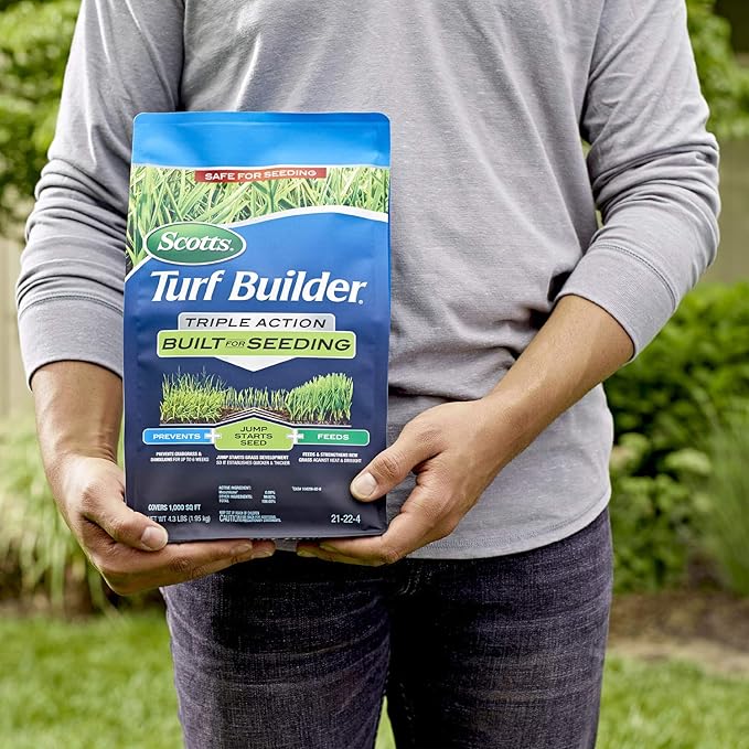Scotts Turf Builder Triple Action Built For Seeding - Weed Preventer and Fertilizer for New Lawns, 1,000 sq. ft., 4.3 lbs.