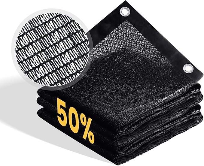 VICLLAX 50% Shade Cloth, 17x17FT Durable Black Mesh Trap with Every 3 FT Grommet, Sun Shade Fabric Netting for for Plants Cover, Greenhouse, Chicken Coop, Barn Kennel, Garden Patio