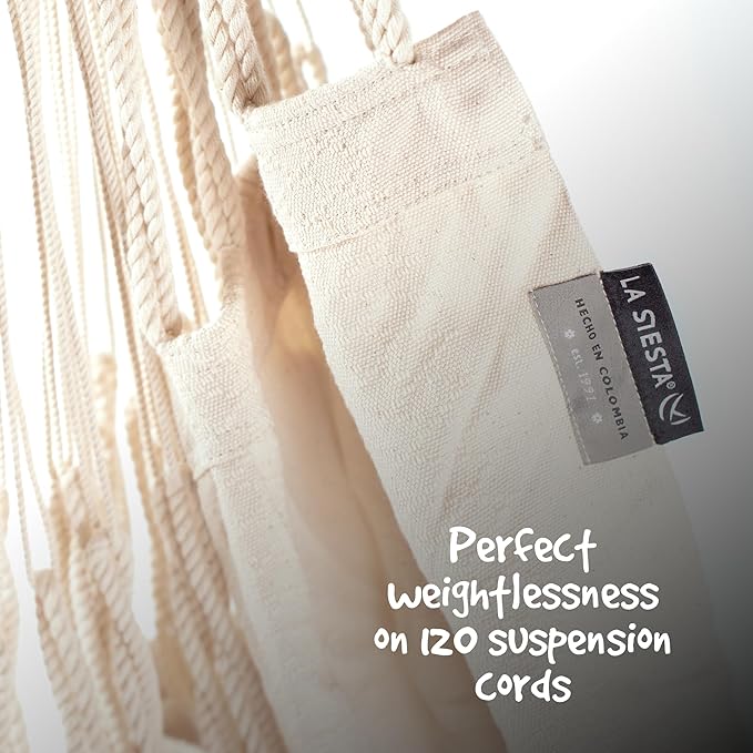 LA SIESTA® XL King Habana Cotton Hammock Chair Swing & Tree Mount Kit - Hammock Swing Chair w/Suspension Kit for Trees Beams & Posts - Indoor Outdoor Hanging Chair for Bedroom Patio - Latte