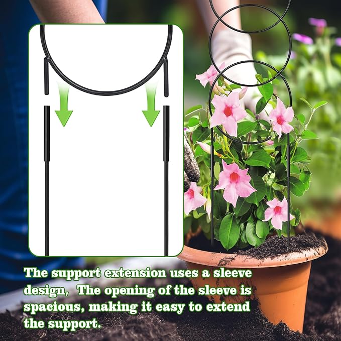 23Inch Outdoor Plant Trellis for Climbing Plants, Metal Garden Trellis for Potted Plants,Plant Stakes for Indoor Plants Accessories Hoya,Flower,Plant Support,Plant Gifts (23Inch-Circular)