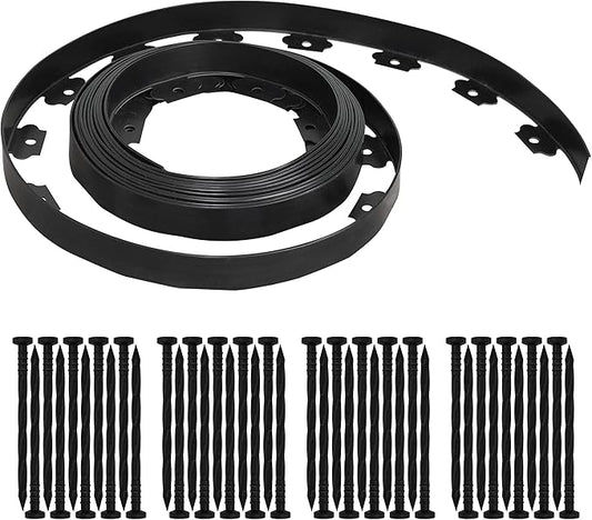 Gardzen 1.5" x 33' Landscape Edging Kit, Garden Edging Coil Comes with 40 Pcs Spikes, No Dig Lawn Border Design