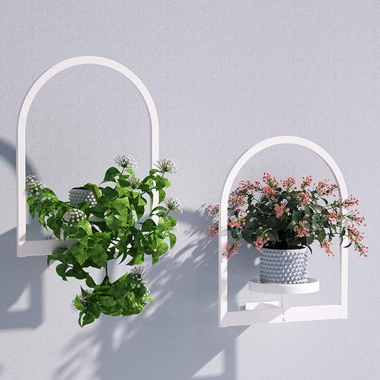 Wall Plant Holder, Wall Planter for Indoor Plants, Window Plant shelves for Multiple Plants Indoor Outdoor, Framed Plant Holder for Home Decor (2 Pack)