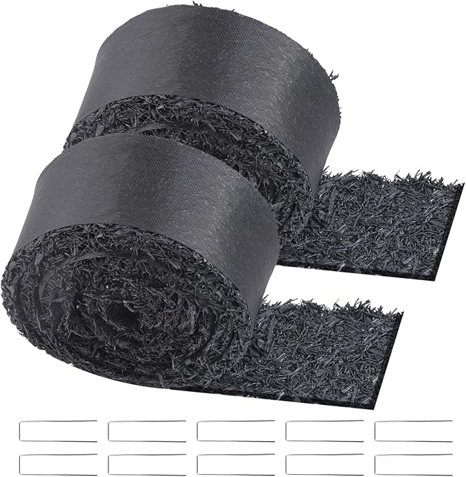 VEVOR 2-Pack Recycled Rubber Mulch Mat 120 x 4.5 in,Permanent Rubber Mulch for Landscaping, Black Mulch Garden Edging Border for Plants,Vegetables & Flower Garden Barrier