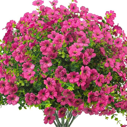 Artificial Fake Flowers for Outdoor Spring Decoration, 16 Bundles Faux Silk Colorful Daisy UV Resistant Realistic for Outside Porch Patio Home Yard Garden Planters Pots Window Box (Red Purple)