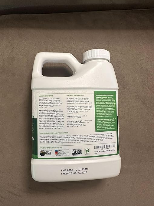 TeraGanix EM-1 Soil Conditioner (1 Btl = 16 Gal), Microbial Inoculant Concentrate, Plant Growth, Root Enhancer, Liquid Probiotic for Soils & Plants, Seed Germination, Garden, Lawn Care (16 fl oz)