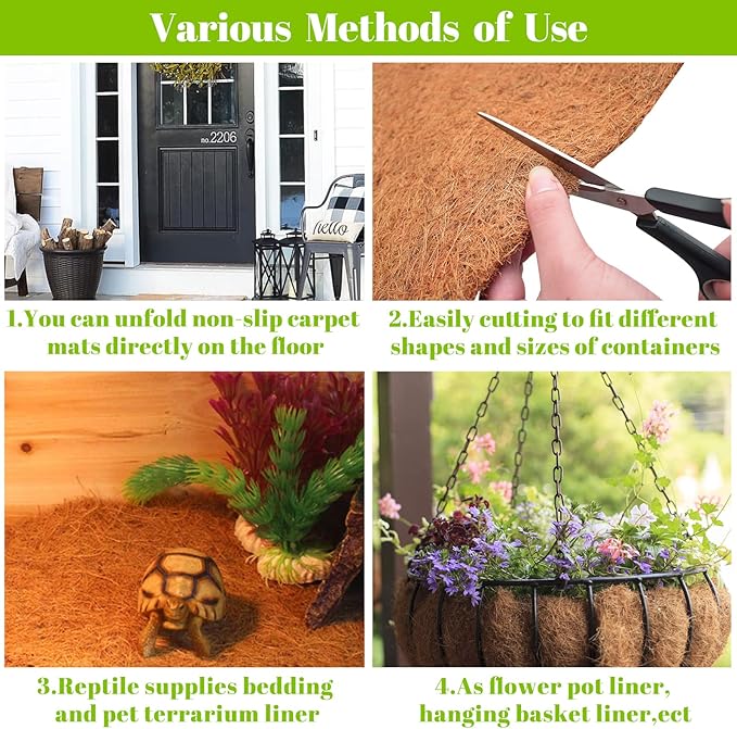 Riare 3 Pack 16 × 118 Inch No-Slip Ice and Snow Carpet Mats- Natural Coconut Fiber Carpet Anti-Slip Coir Mat for Winter Walkways Front Door Stairs Porch Outdoor Garden Patio Safe &Stable Walking