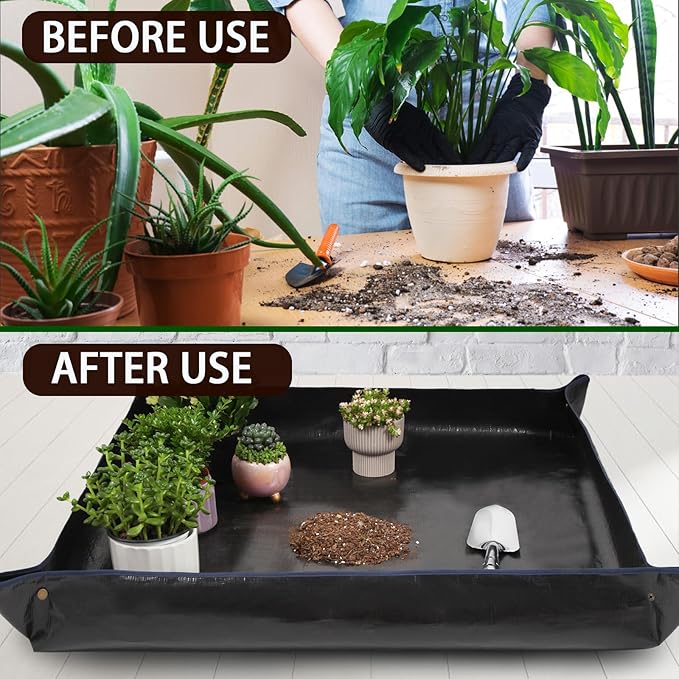 26.8" x 26.8" Plant Repotting Waterproof Transplanting Potting Mat - Portable Indoor Succulent Gardening Watering Square Foldable Garden Mat