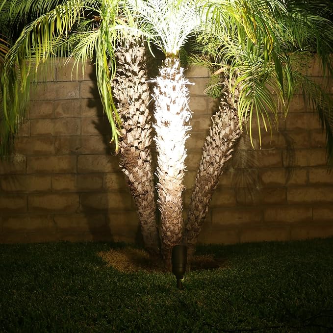 Lumina Lighting® 5W Landscape lighting 12V Landscape Lights Low Voltage Landscape Spotlights Warm White Waterproof Outdoor Replaceable LED Bulb for Garden, Lawn, Porch, Patio and Yard (Black) (2-Pack)