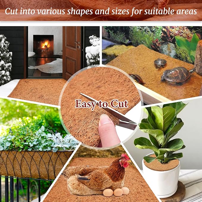 Riare 1 Pack 16 × 80 Inch No-Slip Ice and Snow Carpet Mats- Natural Coconut Fiber Carpet Anti-Slip Coir Mat for Winter Walkways Front Door Stairs Porch Outdoor Garden Patio Safe &Stable Walking
