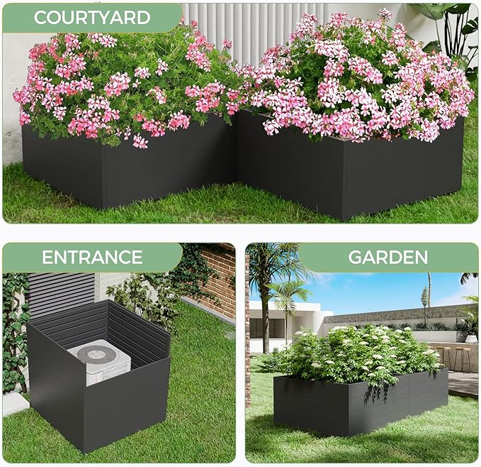 4x4x2ft Raised Garden Beds Outdoor 2 PCS, Divisible Elevated Planter Boxes for Gardening with Easy Assembly, Outdoor Raised Beds for Planting Plants Vegetables Flowers Herb Fruits, Square