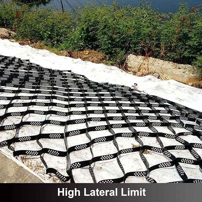 Geo Grid 3" Thick Gravel Ground Grid - 9 x 17 Ft Driveway Geocell with 1885 LBS Per Sq Load, Foldable Gravel Retainer Permeable Stabilizer for Driveways, Walkway, Slope Shed Base & Garden