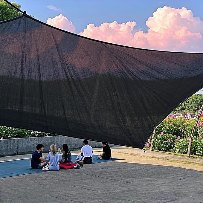 winemana Black Shade Cloth 50%, 8x10 FT Mesh Tarp - Garden Shade for Greenhouse, Patio, Vegetables, Plants Cover and Chicken Coops, Sun Shade Net for Outdoor Protection with Reinforced Grommets
