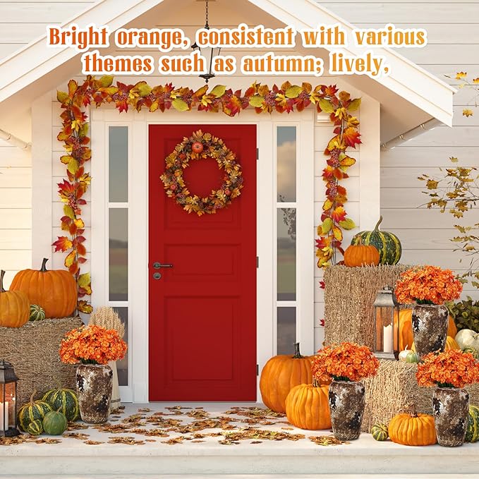 Lyrow 100 Bundles Violet Artificial Flowers, UV Resistant Faux Silk Flowers Outdoor, Fake Violet Bulk for Front Porch Hanging Garden Courtyard Farmhouse Home(Bright Orange)