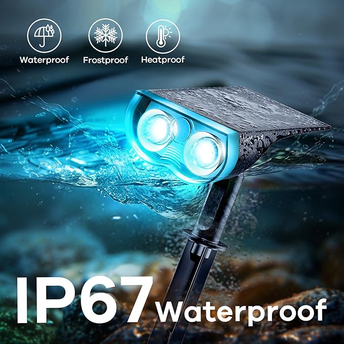 Linkind RGB Halloween Solar Lights Outdoor Waterproof IP67 StarRay Color Changing Spot Lights Outdoor for Yard Garden Pathway Holiday Christmas Decorations (Multicolor, 4 Pack)