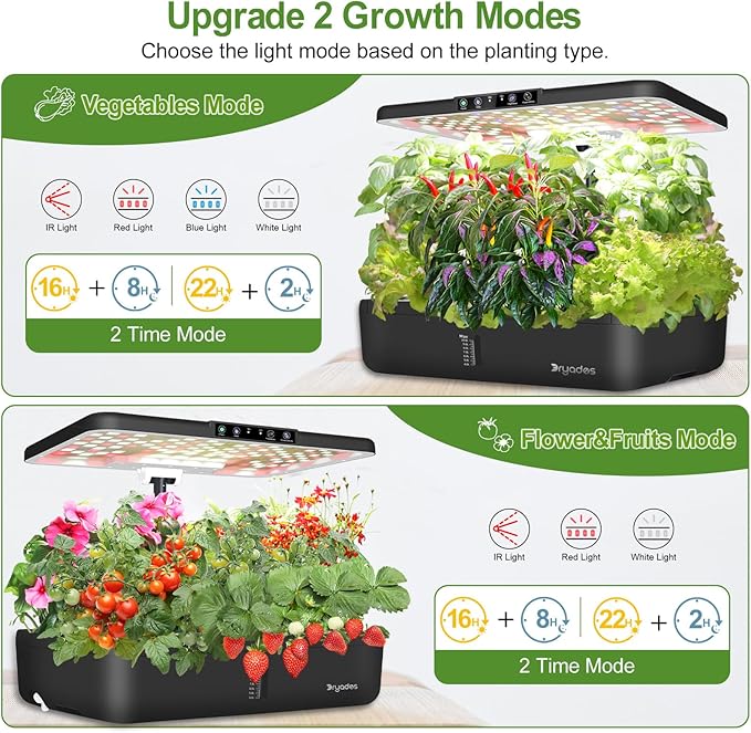 Hydroponics Growing System Indoor Garden - DRYADES 44 Pods Herbs Garden Kit Indoor with LED Grow Light Grow Anything Plants Germination Kit (No Seeds) Harvest Vegetable Lettuce for Home Kitchen