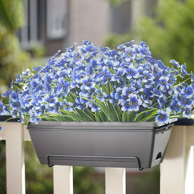 20 Bundles Artificial Flowers, Outdoor Indoor UV Resistant Fake Flowers No Fade Faux Plastic Plants Garden Porch Window Box Decoration