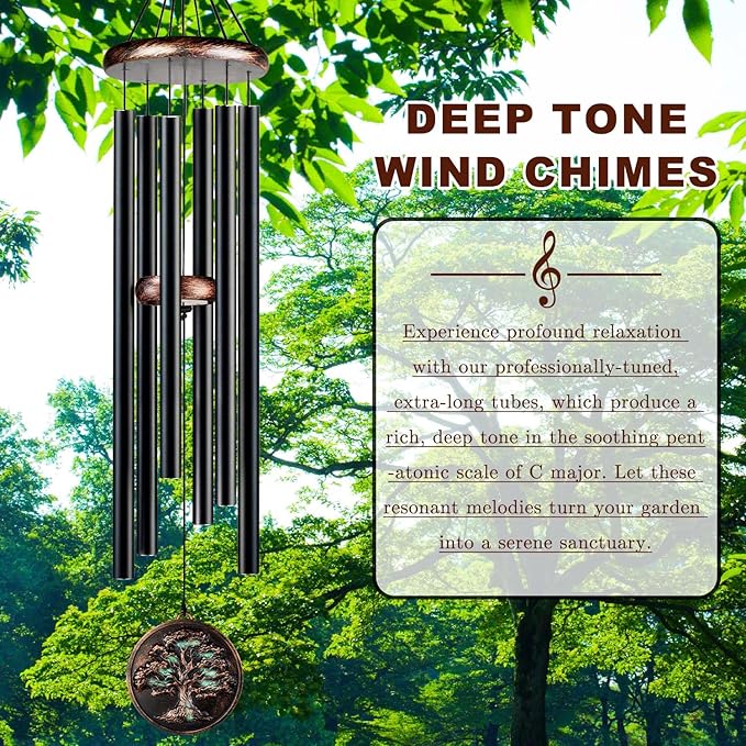 Large Wind Chimes for Outside, 48" Vintage Tree of Life Deep Tone Wind Chime Outdoor Clearance with Heavy Tubes, Memorial Windchimes Sympathy Gift for Mom Dad, Patio Garden Decor