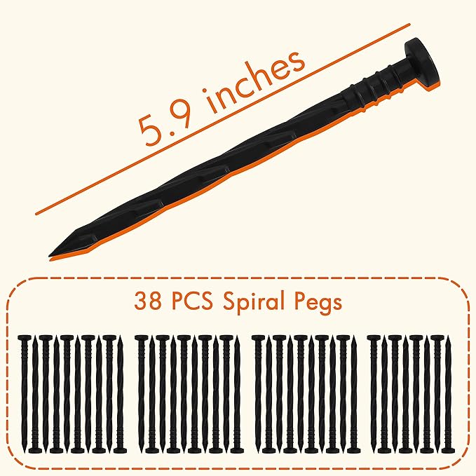 Gardzen 1.5" x 33' Landscape Edging Kit, Garden Edging Coil Comes with 40 Pcs Spikes, No Dig Lawn Border Design