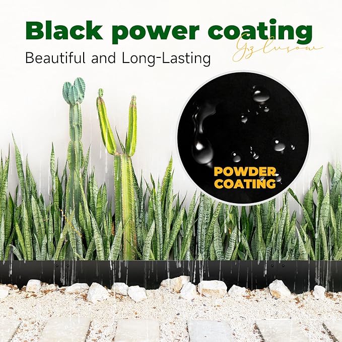 Black Steel Garden Edging with Top Bending Protection Metal Lanscape Edging Steel Garden Lawn Edging 40 inch Strips, Metal Edging for Garden,Lawn,Backyard, 6 Pack (10 inch-180 Degree Bend, Black)