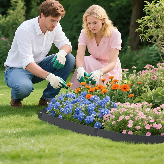 Garden 10-Pack Galvanized Steel Landscape Lawn Edging 33Ft 4.5in H Black Powder Coated Bendable Metal Strips - Hammer-in Edging Border w/ 11 Clips - Yard Pathway Divider