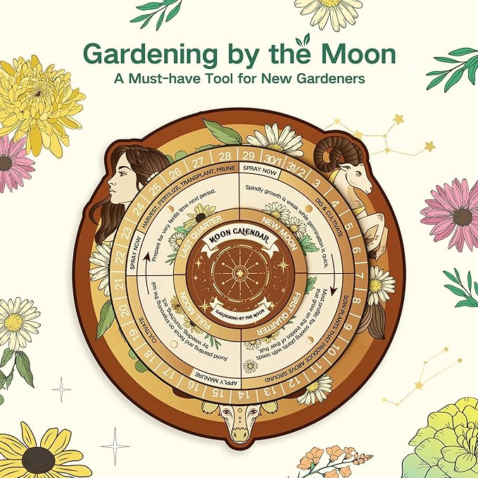 LUSH&DEW Gardening Gift for Women Men, Zodiac Garden Seed Bank, 12 Types Non-GMO Heirloom Vegetable Seeds in Seed Container, Moon Calendar, Witchcraft Magnetic Gift, Earth Signs Taurus Virgo Capricorn