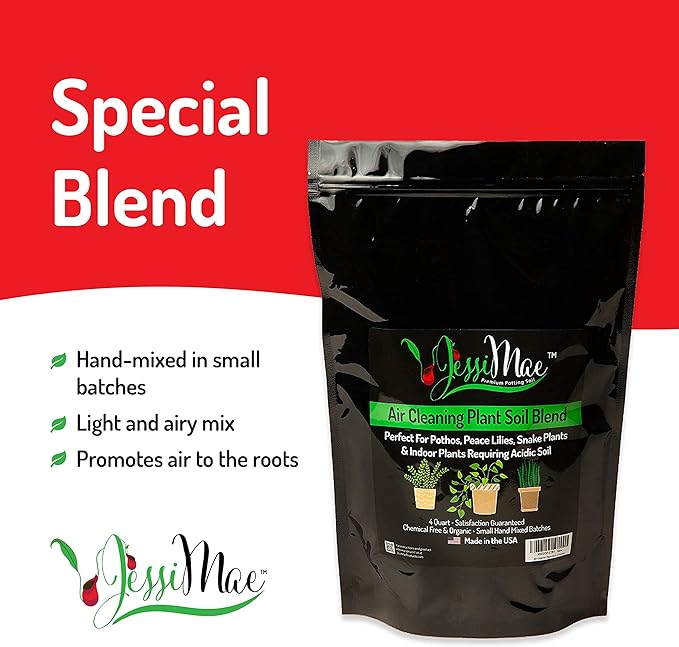 Jessi Mae Slightly Acidic Organic Well-Drained Potting Soil - 4-Quart Bag, Perlite-Enhanced - Soil Mix for Snake Plant & Potting Mix for Peace Lily, Pothos & Parlor Palm