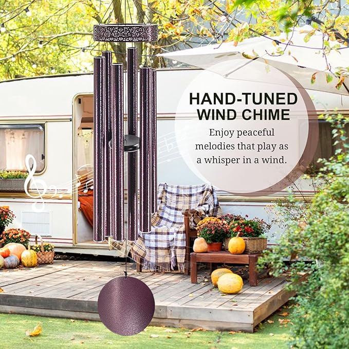 ASTARIN 48'' Wind Chimes for Outside Deep Tone - Large Windchimes with 6 Heavy Tubes, Memorial Wind Chimes Outdoor for Garden Hanging Décor,Sympathy Gifts，Bronze