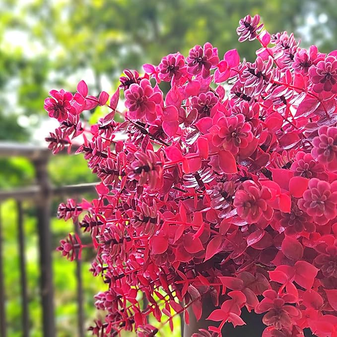 Artificial Mums Flowers Outdoor Plastic Plants - 12 Bundles Outside Face Fake Fall Flowers Greenery UV Resistant No Fade Faux Shrubs Home Garden Porch Patio Office Thanksgiving