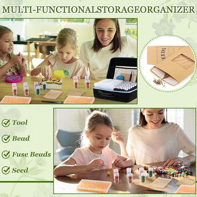 59 Slot Seed Storage Organizer Kit Large Capacity Storage Container with Slot Seed Organizer Boxes, Envelopes, Labels, Zipper Bag, Tweezers, Funnel for Vegetable, Flower, Plant Garden