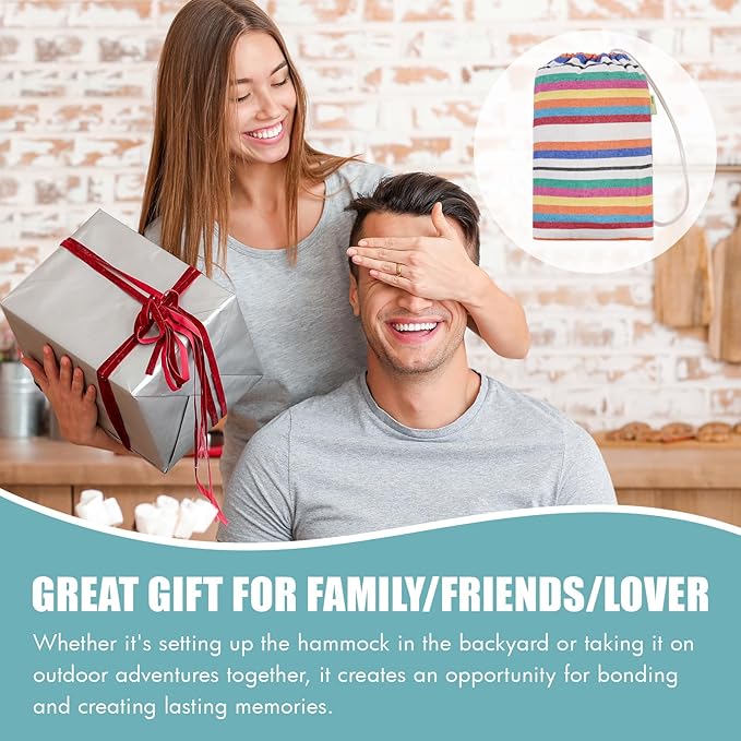 INNO STAGE Brazilian Hammock with Tree Straps - Cotton Hammocks Portable Hammock with Carry Bag for Backyard, Porch, Outdoor and Indoor Use Mixcolor