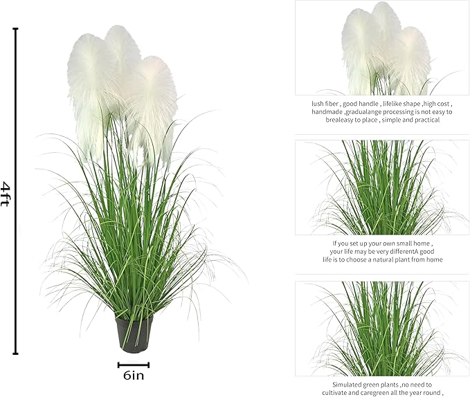 Artificial Plant 47in(2pack) Tall Artificial Grass Plant,Faux Plants Indoor Home Decorative Artificial Plants & Flowers in Pot Fake Plant