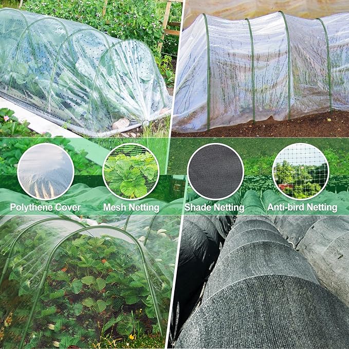 FOTMISHU 6Pcs Garden Hoops, 19.7"x23.6" Greenhouse Hoops Rust-Free Grow Tunnel, Garden Stake with Plastic Coated Plant Supports for Raised Beds Row Cover Garden Fabric