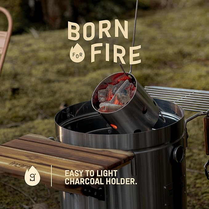 Charcoal Grills - 12 lbs Stainless Steel Smoker Grill 3-in-1 for Cooking & Home BBQ - Portable Vertical Smoker Barrel for Outdoor Grilling & Camping - Meat Grill with Thermometer & Accessories