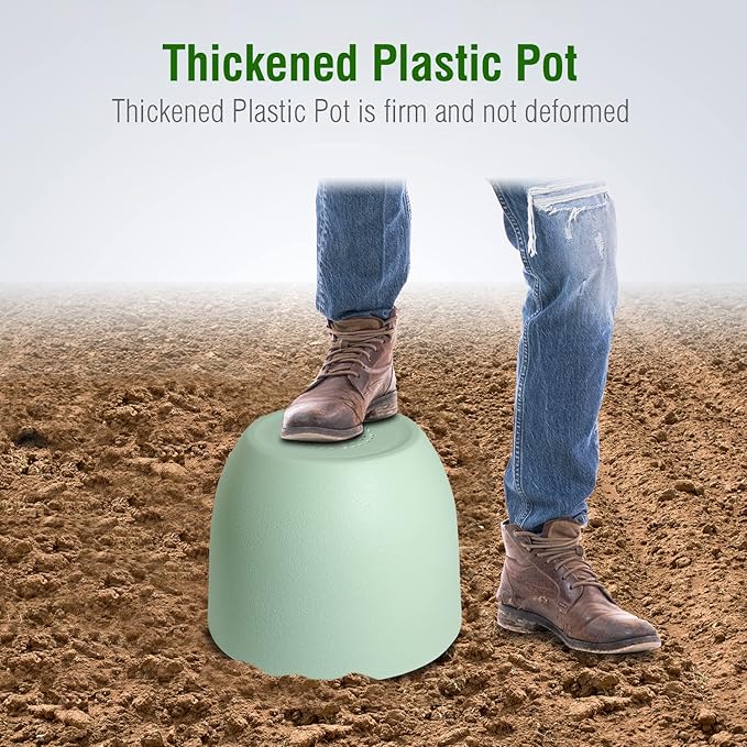 Modern Plant Pots Set, 9/8/7.5 inch Plastic Planters for Indoor Plants, Stylish Flower Pots with Drainage Holes and Saucers for House Plants and Flowers, Green