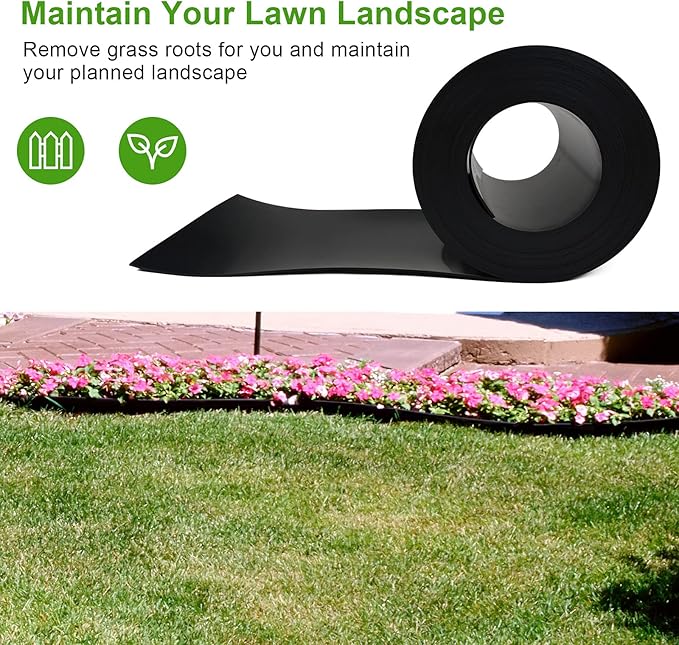 12 Gauge 150 Feet Weed Barrier Landscape Edging 10 inch Depth Flexible Border Roll Lawn Landscape Garden Edging for Backyard Driveway Path Sidewalk