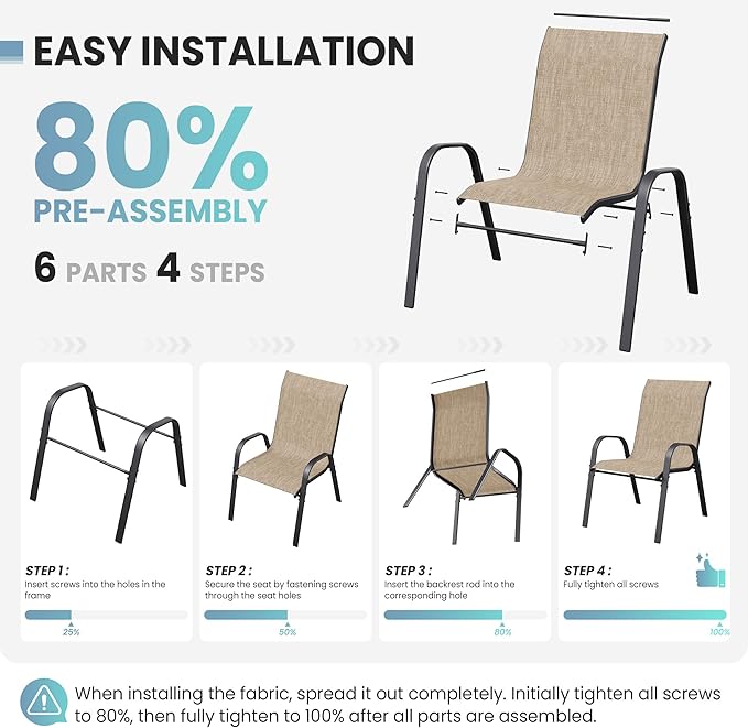 Patio Table and Chairs Set - 3 Piece Outdoor Stackable Dinging Chairs for All Weather,Breathable Garden Furniture for Deck Garden Backyard (Brown)