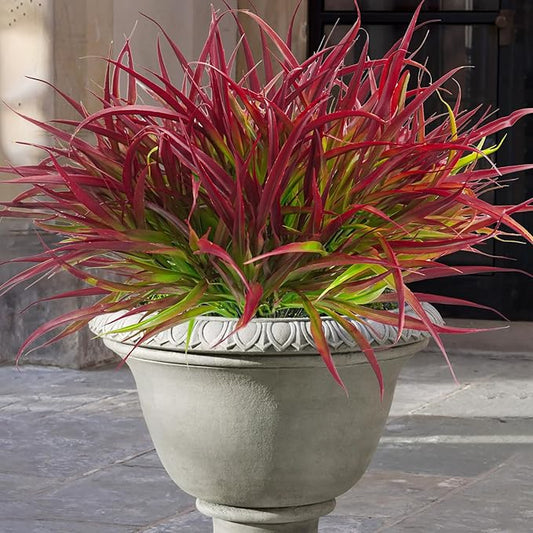 Uieke 12 Bundles Artificial Outdoor Plants UV Resistant Fake Grass Plants Faux Plastic Plants Greenery Shrubs for Home Garden Pathway Window Box Front Porch Spring Summer Decor, Deep Red