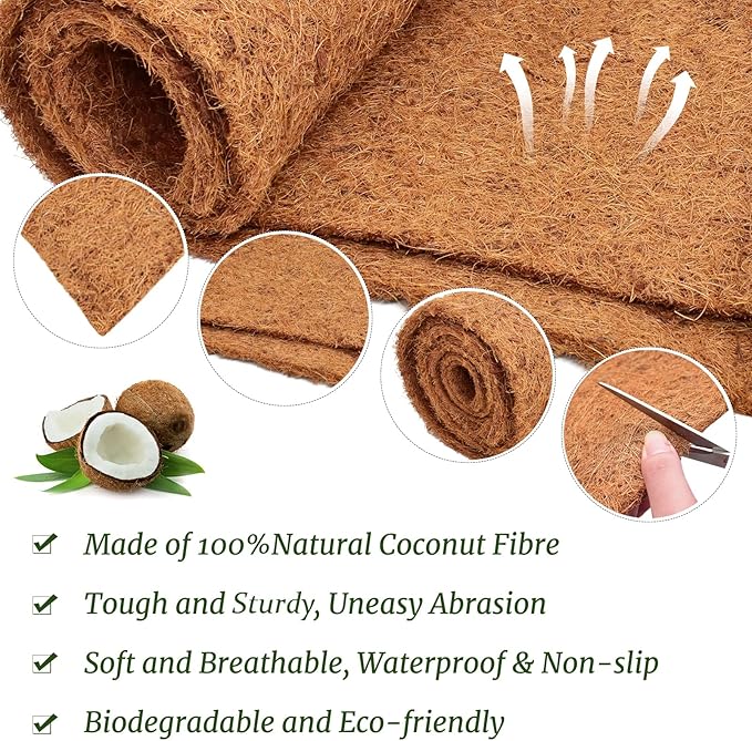 Riare 1 Pack 16 × 118 Inch No-Slip Ice and Snow Carpet Mats- Natural Coconut Fiber Carpet Anti-Slip Coir Mat for Winter Walkways Front Door Stairs Porch Outdoor Garden Patio Safe &Stable Walking