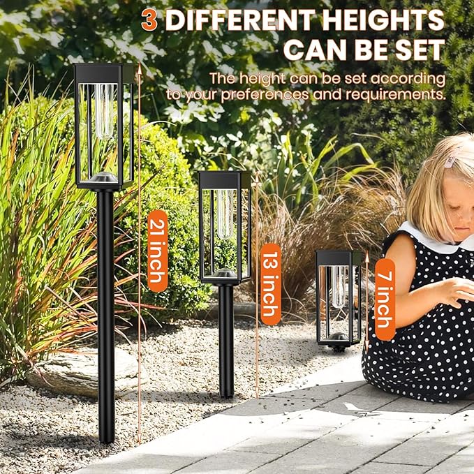 Solar Pathway Lights Outdoor, 2 Pack Bright Solar Lights Outdoor, IP65 Waterproof Solar Garden Lights, Solar Powered Landscape Lighting for Yard Patio Walkway Driveway Pathway (Warm White)