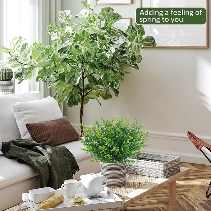 RECUTMS Spring Decoration, Artificial Greenery,Outdoor Artificial Flowers Fake Outdoor Plants, Faux Greenery for Indoor Outside Hanging Plants Garden Porch Window Box Home Farmhouse Décor(Green)