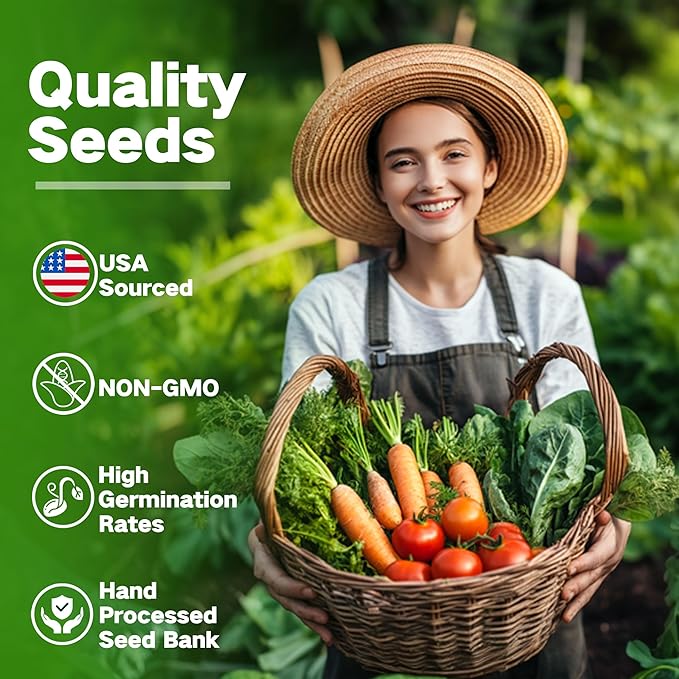 USDA Zone 8 Heirloom Seed Bank, 30,000+ Non-GMO 32 Varieties of Seeds for Planting Vegetables, Survival Seed Kit for Raised Garden Bed, Greenhouse, Gardening Gifts for Women Men