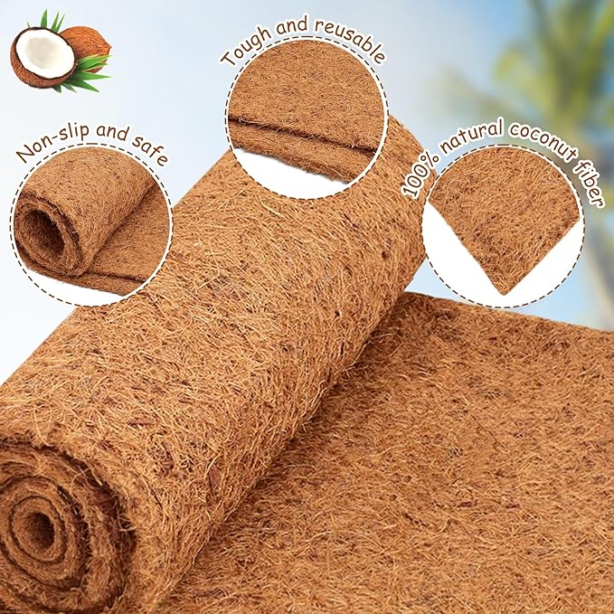 Riare 3 Pack 16 × 118 Inch No-Slip Ice and Snow Carpet Mats- Natural Coconut Fiber Carpet Anti-Slip Coir Mat for Winter Walkways Front Door Stairs Porch Outdoor Garden Patio Safe &Stable Walking