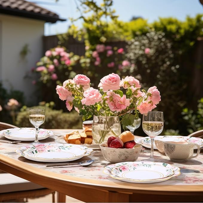 Mumufy 100 Pack Pink Floral Paper Plates 9" & 7" Disposable Wildflower Dessert Plates Floral Party Decoration Dinner Tableware for Wedding Birthday Baby Shower Bridal Garden Tea Party Supplies