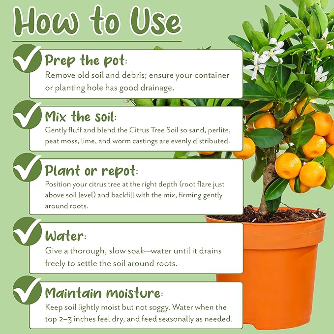 Citrus Tree Potting Soil Mix (30 Quarts), Special Blend for Indoor Oranges, Lemons, Limes and More